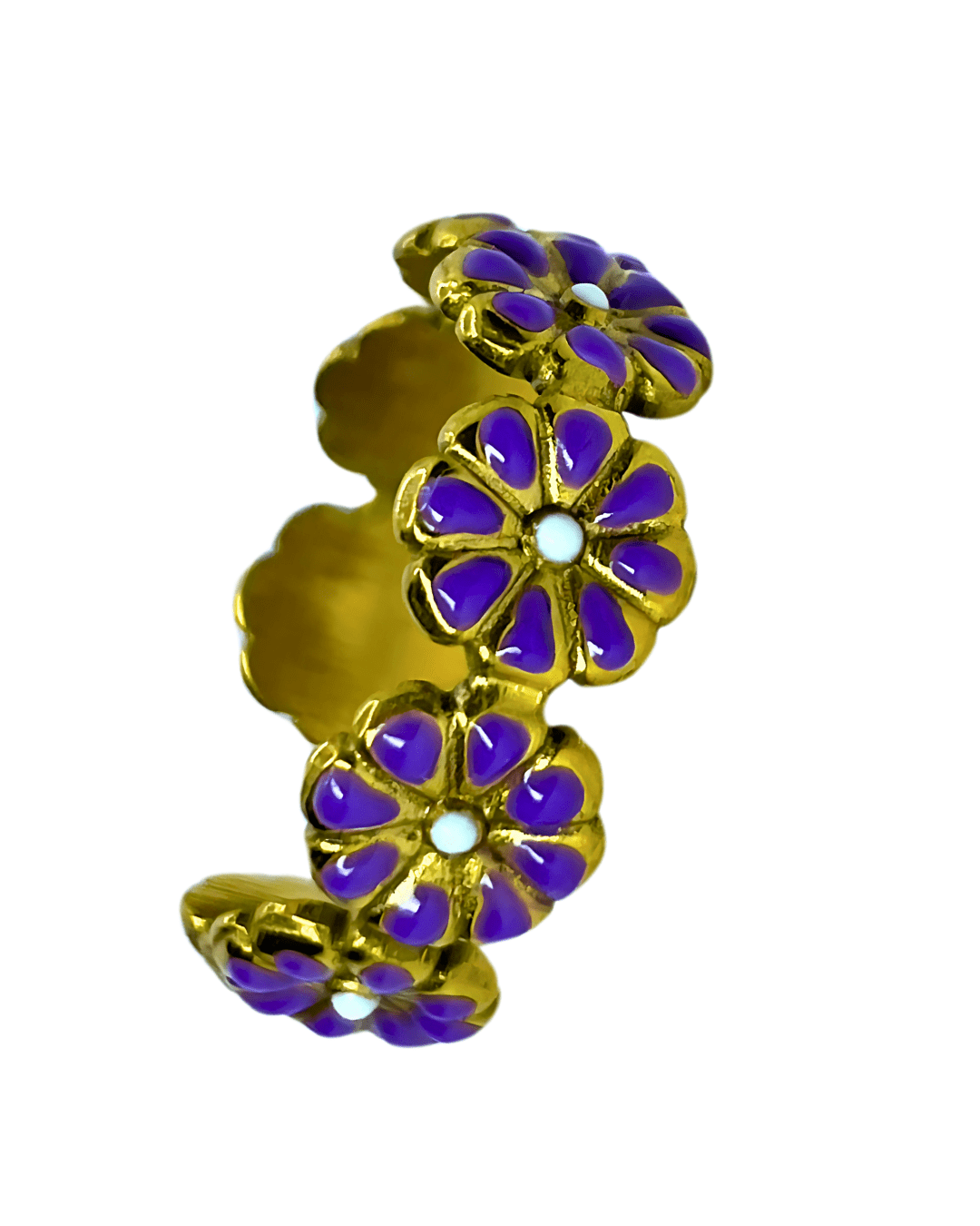 Bague - Acier Inoxydable - Fleur Violette - Minima Bijoux -