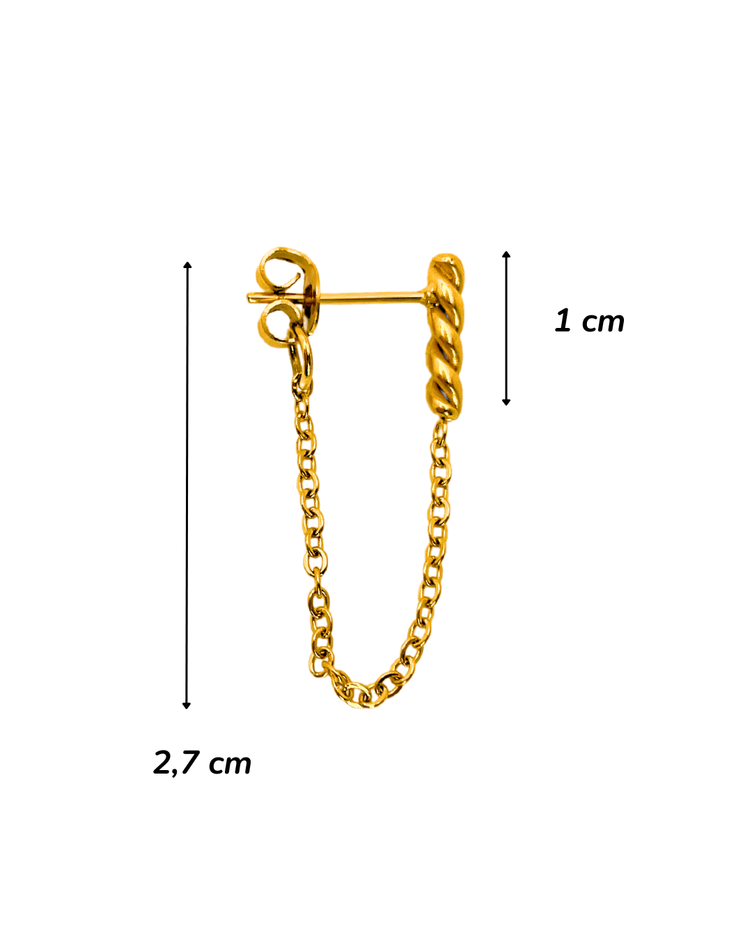 Boucles d'Oreilles - Acier Inoxydable - Bâton et Chaîne - Minima Bijoux -