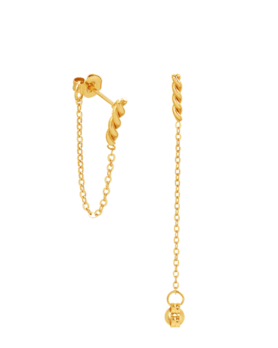 Boucles d'Oreilles - Acier Inoxydable - Bâton et Chaîne - Minima Bijoux -