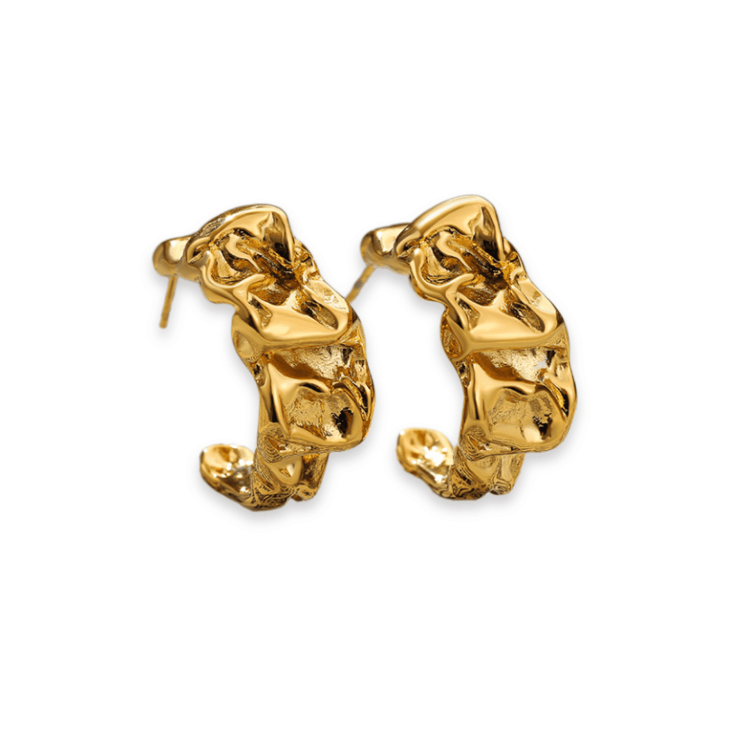 Boucles d'Oreilles - Acier Inoxydable - Créoles froissées - Minima Bijoux -