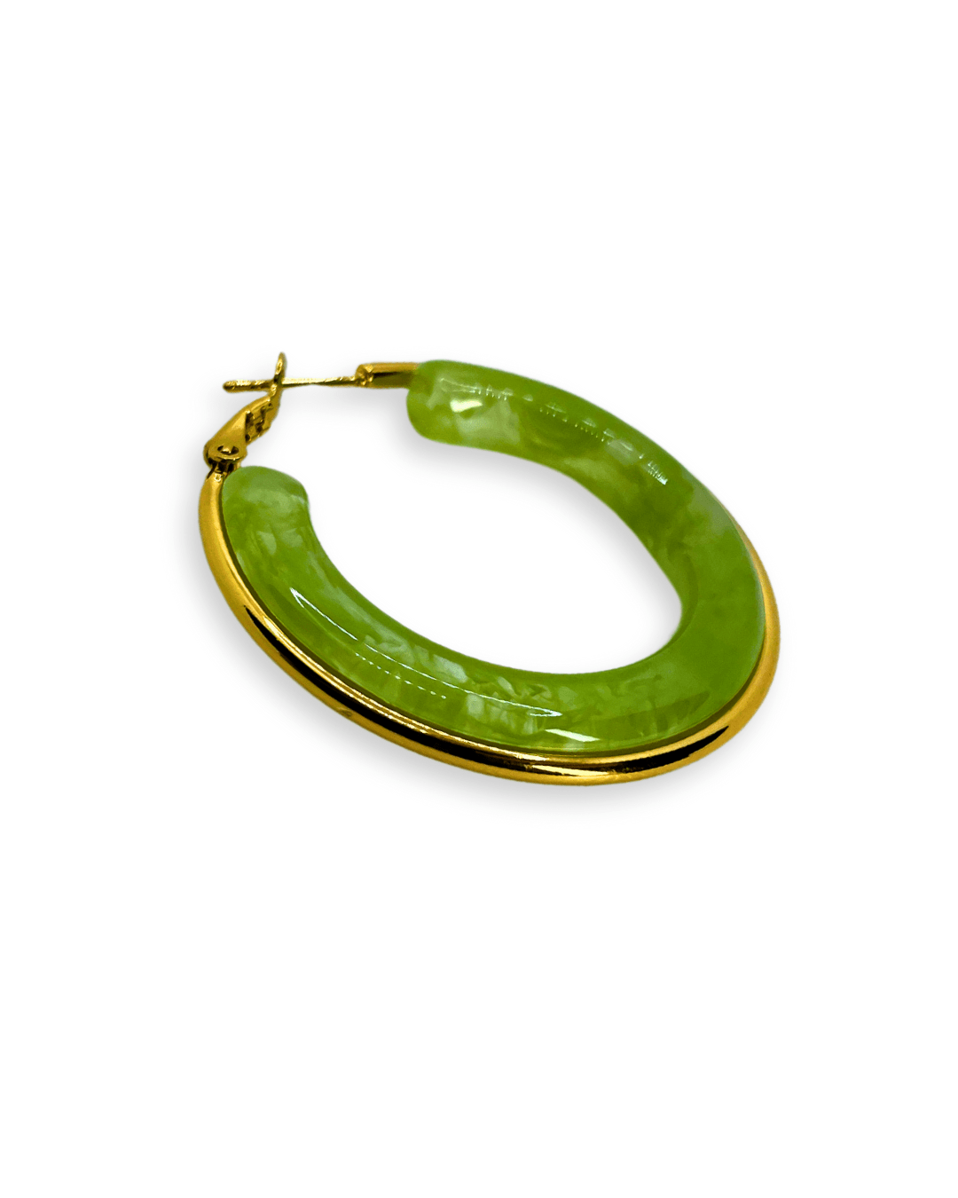 Boucles d'Oreilles - Acier Inoxydable - Créoles Vertes - Minima Bijoux -