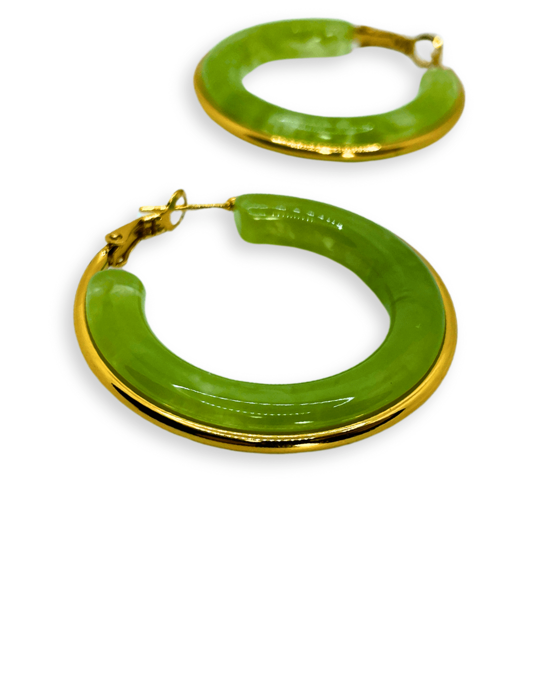 Boucles d'Oreilles - Acier Inoxydable - Créoles Vertes - Minima Bijoux -