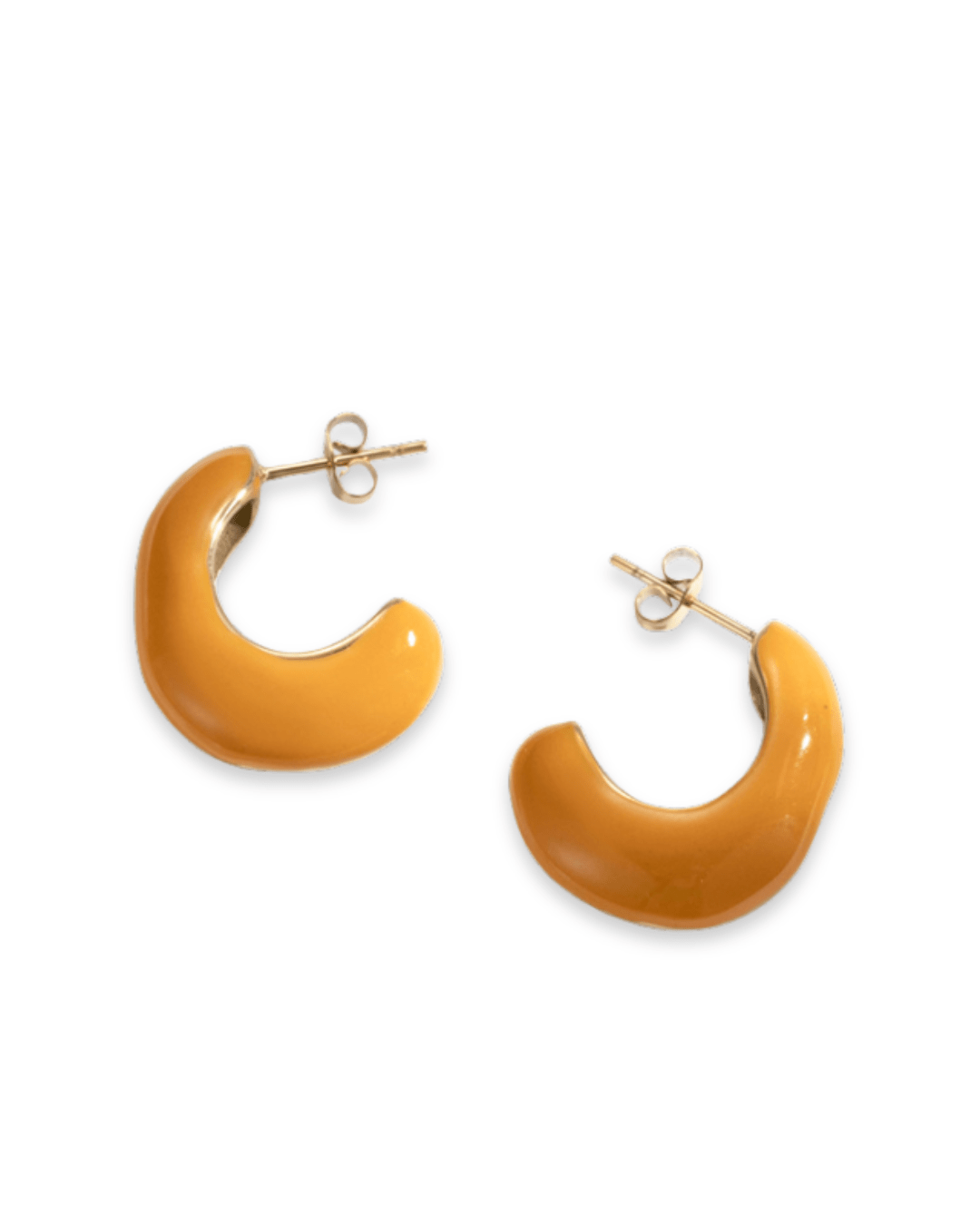 Boucles d'Oreilles - Acier Inoxydable - Lune orangée - Minima Bijoux -