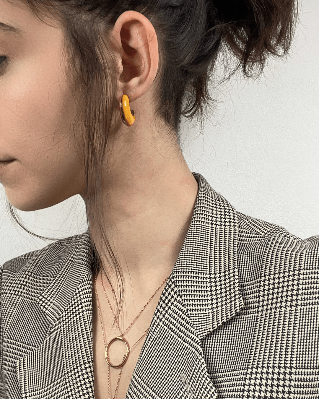 Boucles d'Oreilles - Acier Inoxydable - Lune orangée - Minima Bijoux -