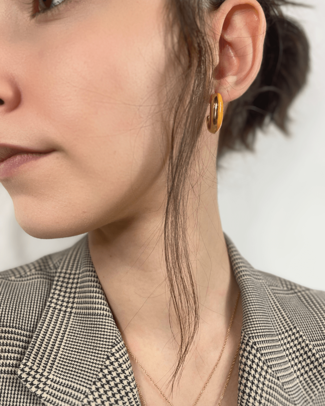 Boucles d'Oreilles - Acier Inoxydable - Lune orangée - Minima Bijoux -