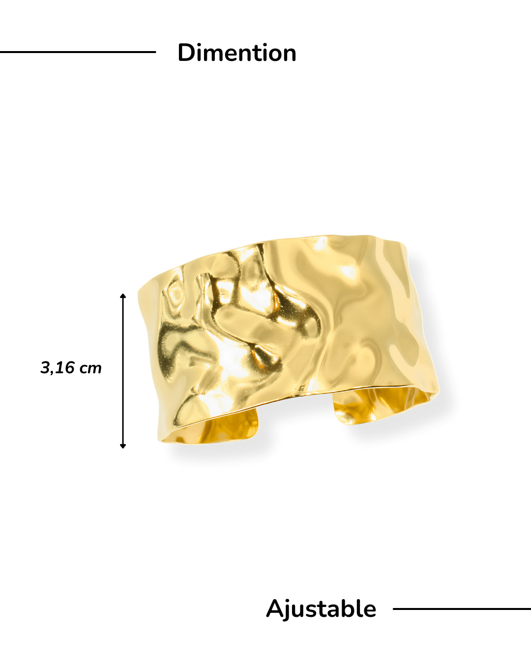 Bracelet - Acier Inoxydable - Jonc Martelé - Minima Bijoux -