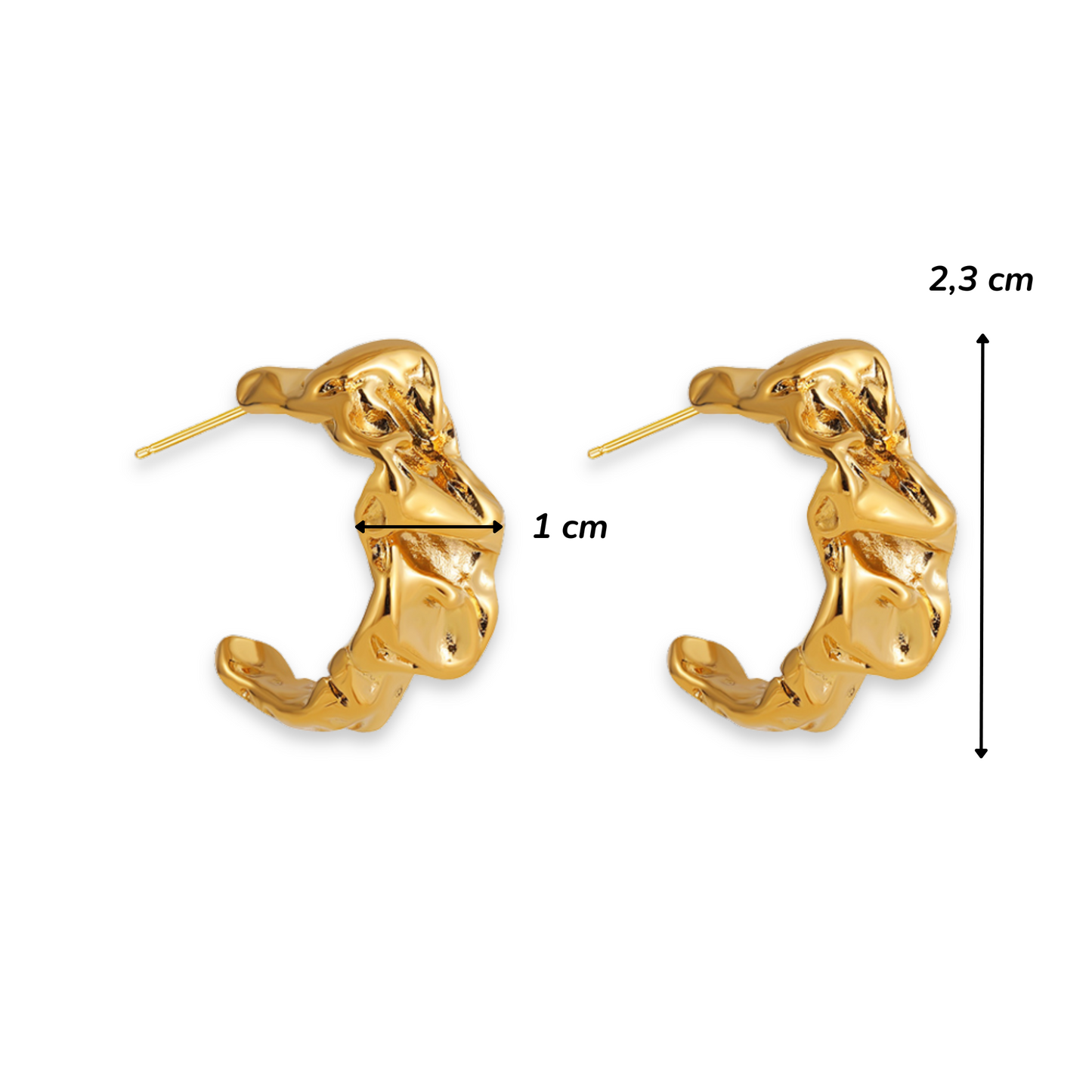 Boucles d'Oreilles - Acier Inoxydable - Créoles froissées