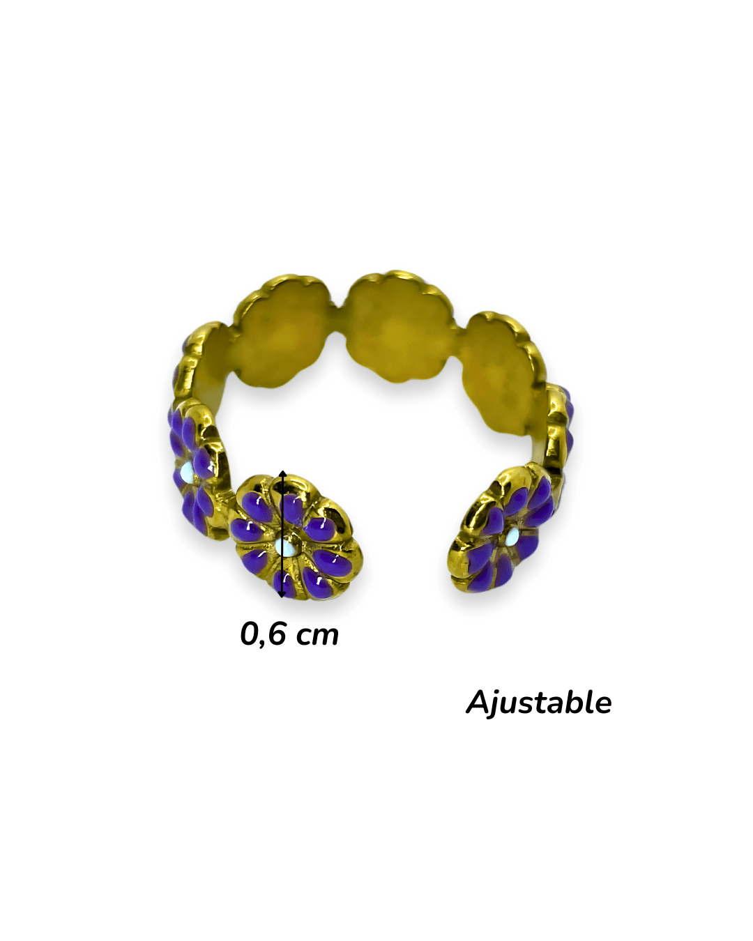 Bague - Acier Inoxydable - Fleur Violette - Minima Bijoux - 