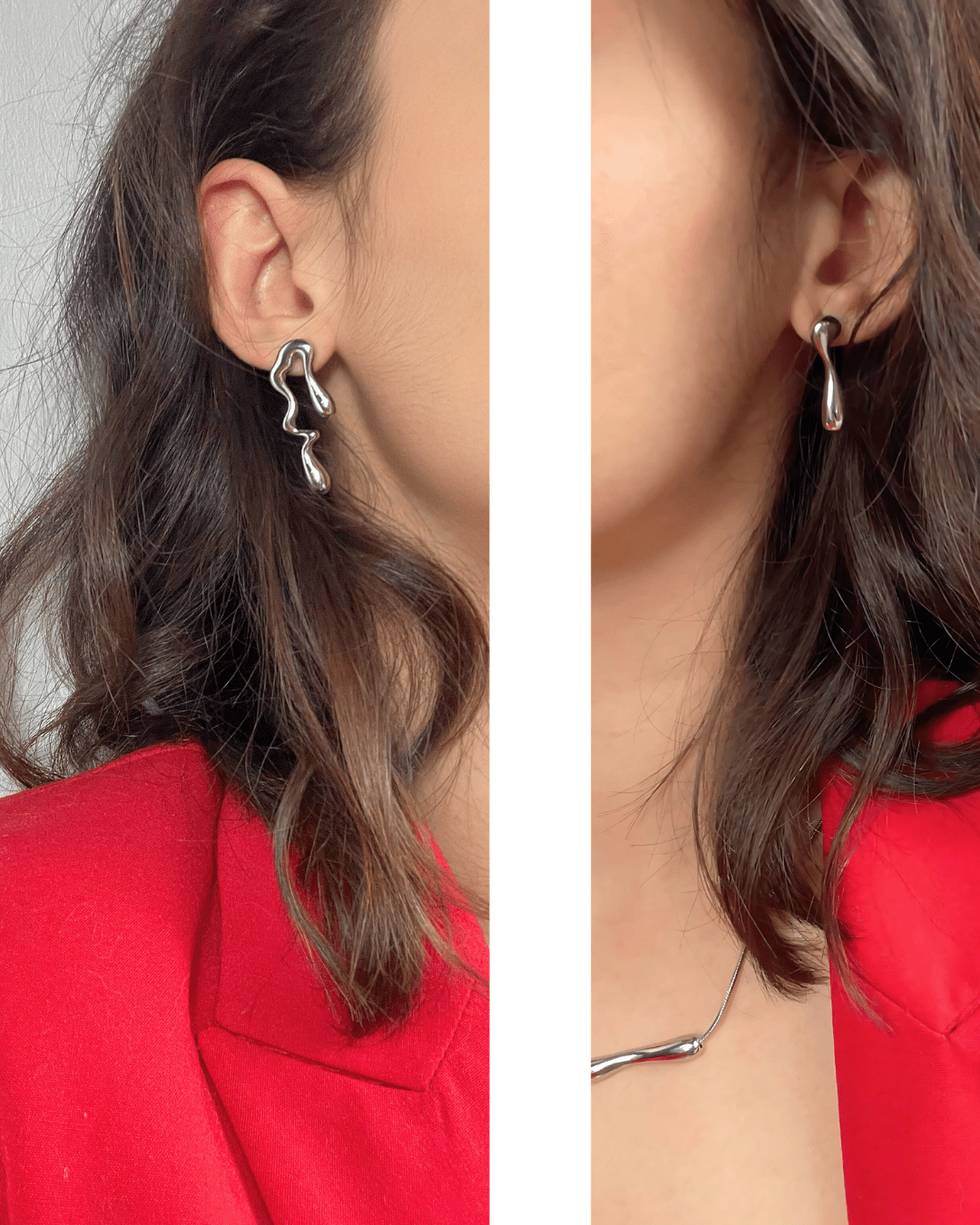 Boucles d'Oreilles - Acier Inoxydable - Asymétrie Organique - Minima Bijoux - 