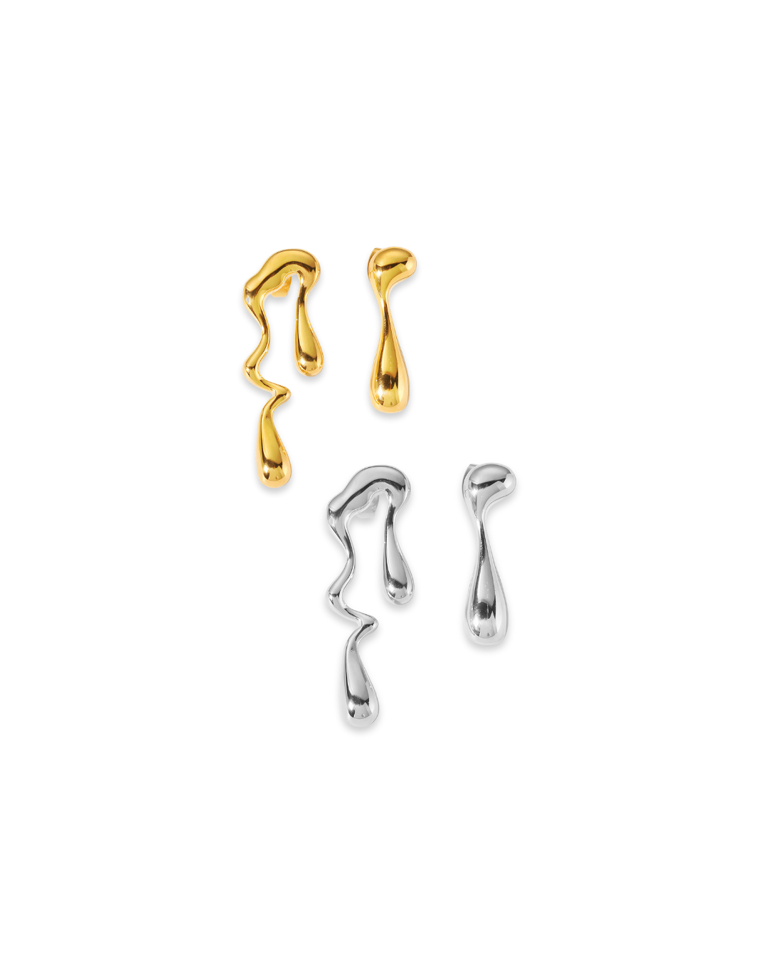 Boucles d'Oreilles - Acier Inoxydable - Asymétrie Organique - Minima Bijoux - 