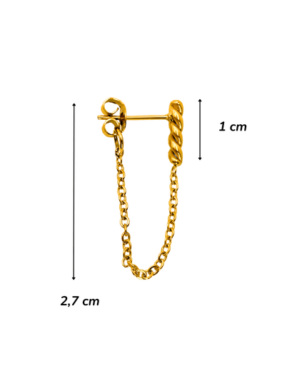 Boucles d'Oreilles - Acier Inoxydable - Bâton et Chaîne - Minima Bijoux - 