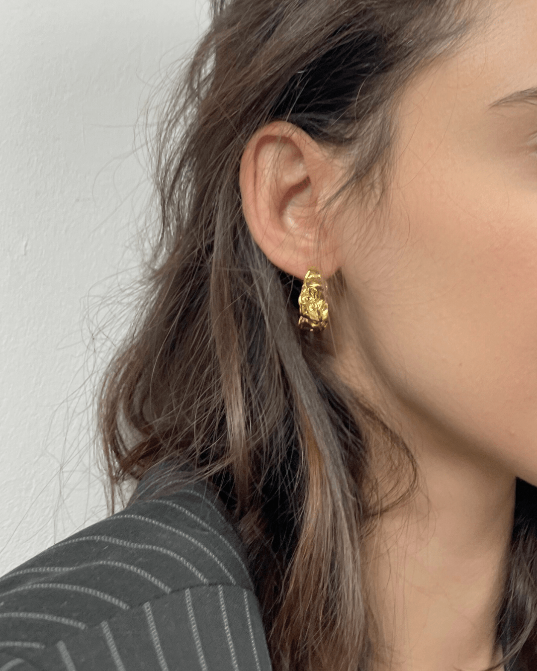 Boucles d'Oreilles - Acier Inoxydable - Créoles froissées - Minima Bijoux - 