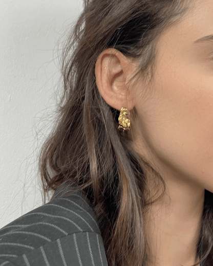 Boucles d'Oreilles - Acier Inoxydable - Créoles froissées - Minima Bijoux - 