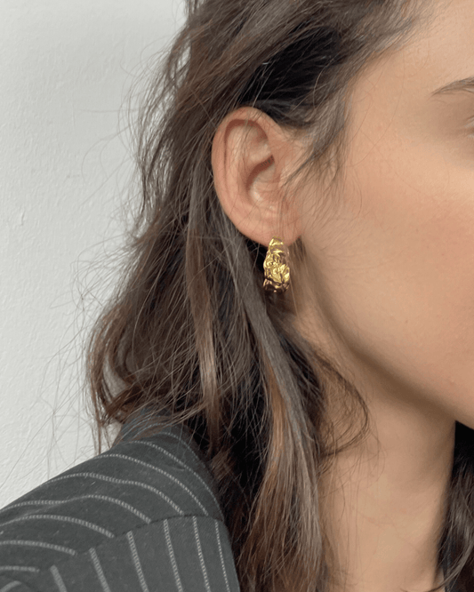 Boucles d'Oreilles - Acier Inoxydable - Créoles froissées - Minima Bijoux - 