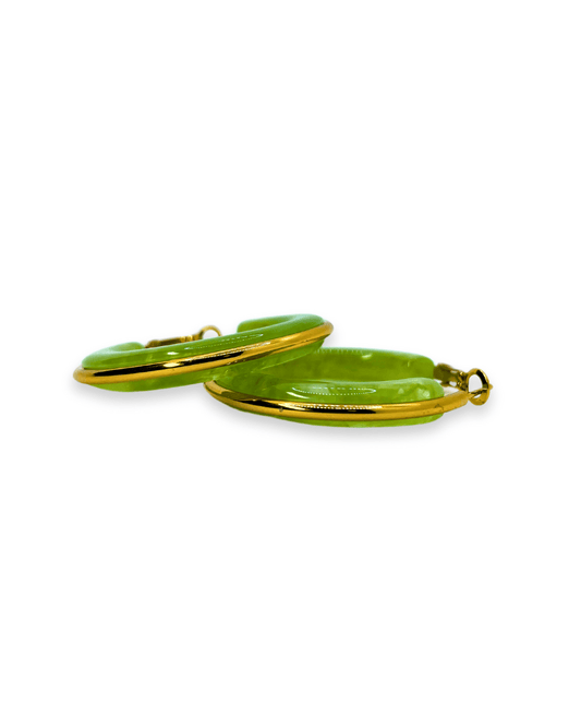 Boucles d'Oreilles - Acier Inoxydable - Créoles Vertes - Minima Bijoux - 